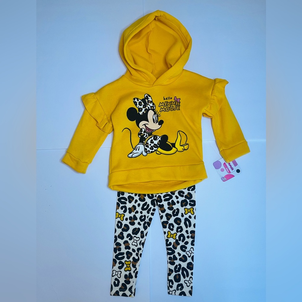 Disney Minnie Mouse Toddler Girls 2-piece Fleece Hoodie and Leggings Set 2T NWT